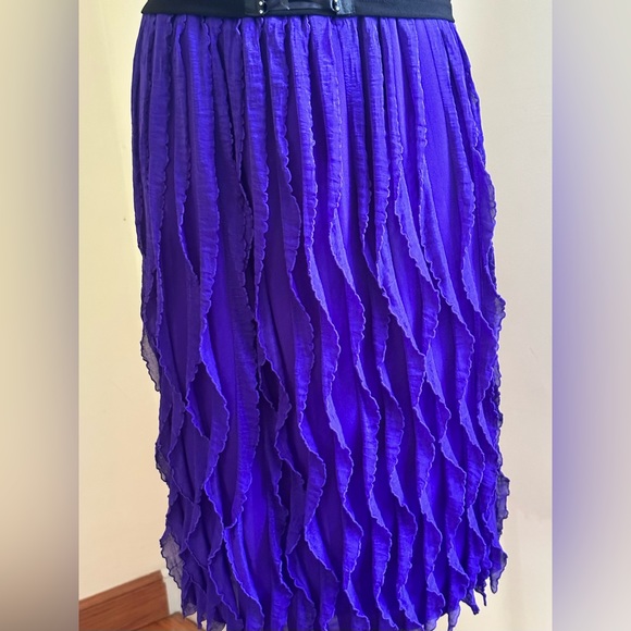 Anthony The Wave Ruffle Shredded Skirt Scalloped Edges Deep Purple Midi SZ M - Picture 1 of 10